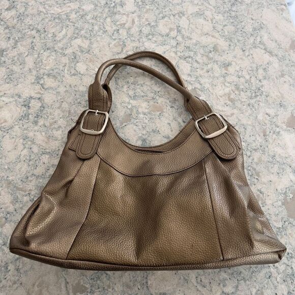 Pewter hobo bag with several pockets - Picture 1 of 9